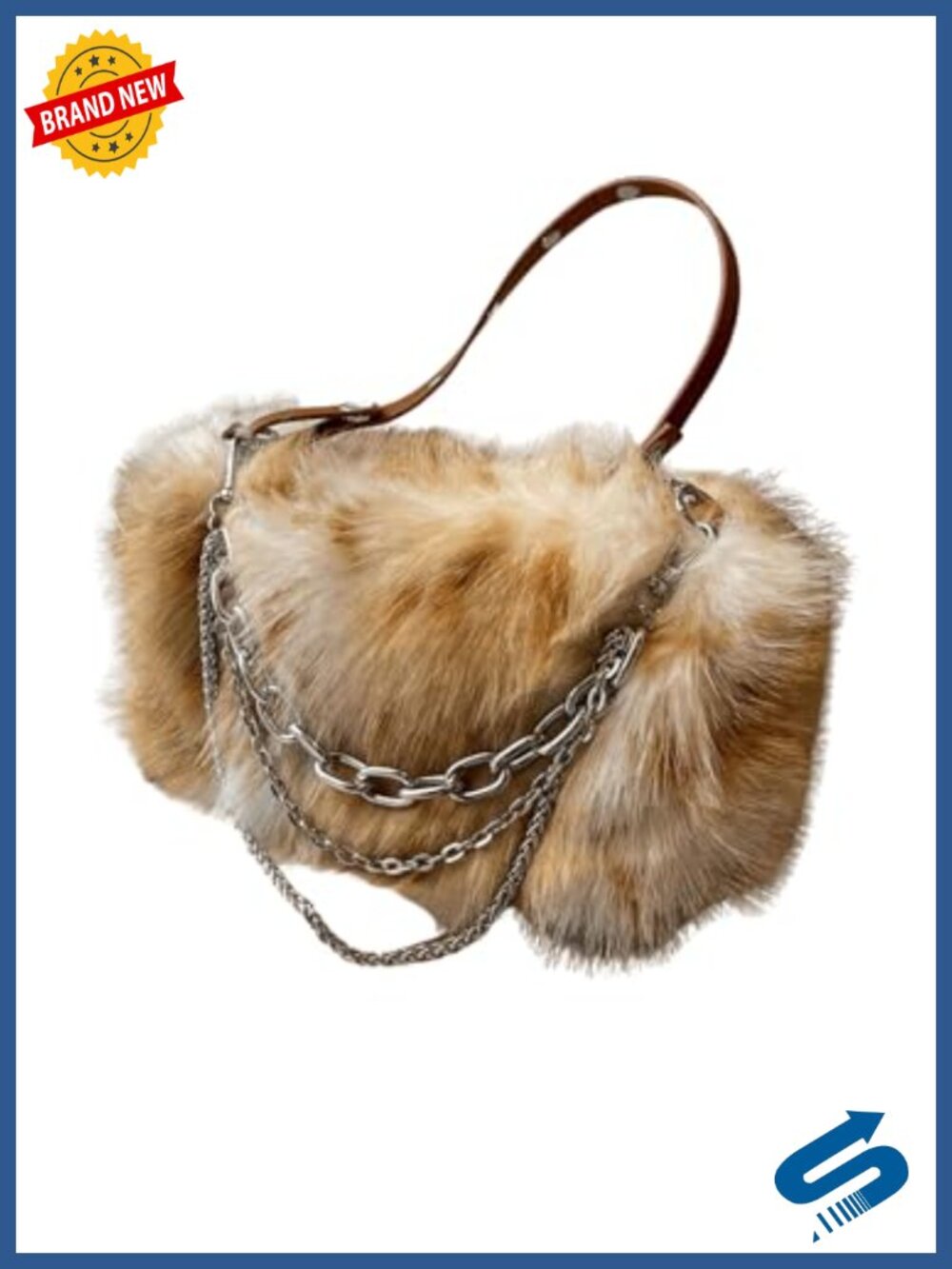 Faux Fur Top Handle Shoulder Bag Square Plush Purse Clutch